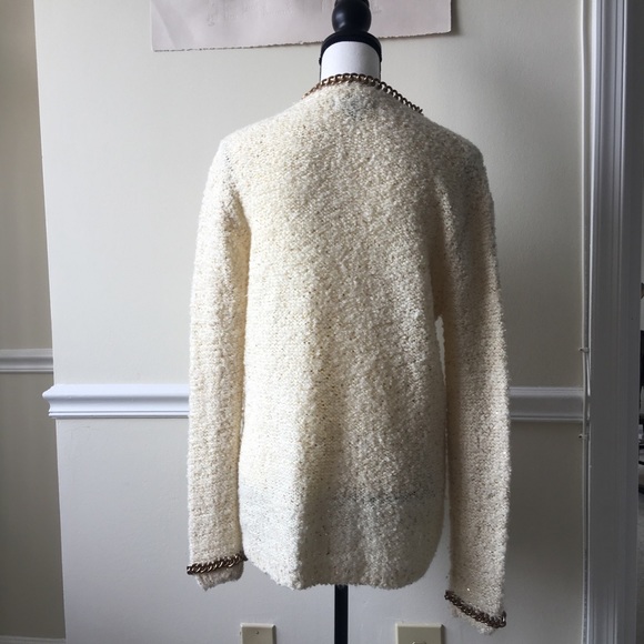 chanel-like chain cardigan sparkle gold white - Picture 4 of 8